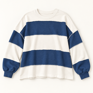 Mixed Signals Colorblock French Terry Top - Blue