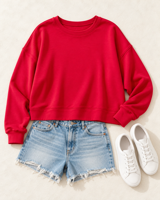 Mono B Laguna Drop Shoulder Lightweight Pullover - Red