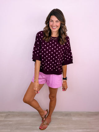 Dot to Dot Sweater (Burgundy)