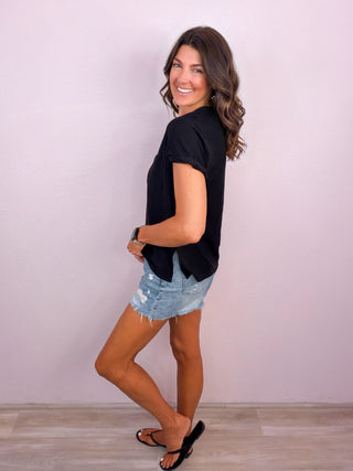 The Easy Does It Slub Pocket Tee - Black
