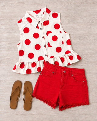 Sweet Spot Polka Dot Top (Red)