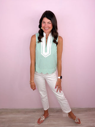 Preppy Stripe Scallop Top