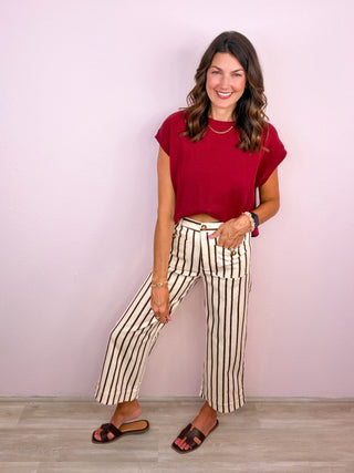 Pinstripe Perfection Pants (Brown)