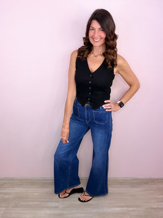 MICA Front Pocket Wide Leg Denim