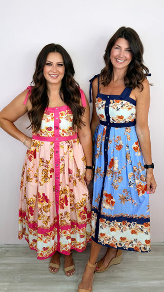 Sweet Magnolia Midi Dress (Navy)