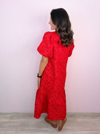 Gracefully Yours Midi Dress (Red)