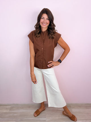 Delicate Detail Blouse (Brown)