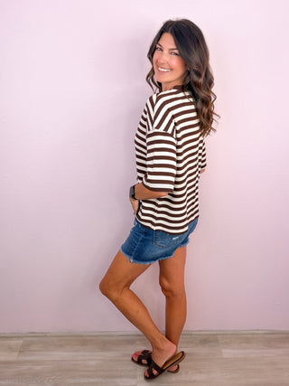 Casual Stripes Top (Brown/Cream)