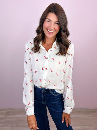 Candy Cane Club Top (Ivory)