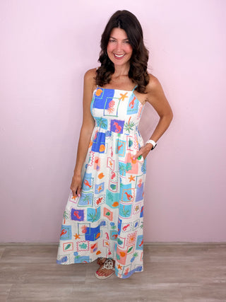 Seaside Stamp Maxi Dress