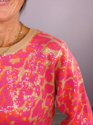 Wild About You Sequin Leopard Sweater