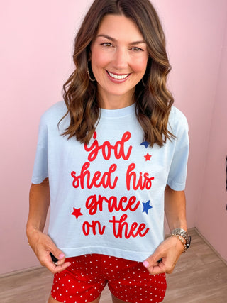 God Shed His Grace Crop T-shirt