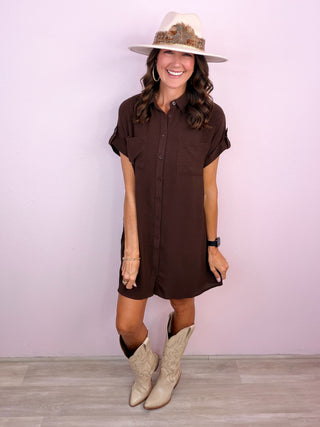 All Agendas Shirt Dress (Brown)