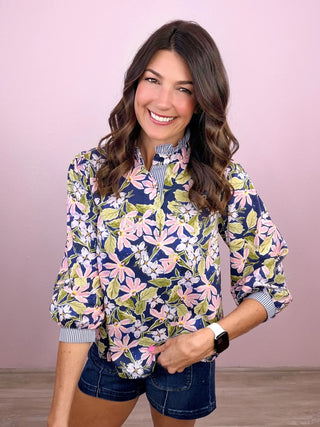 Petals & Pinstripes Top