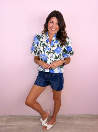 Golden Hour Floral Top (Royal)