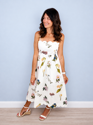 Sweet Escape Midi Dress (Ivory)