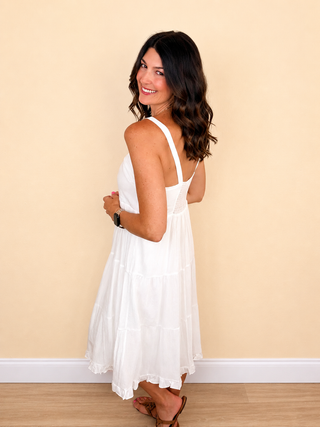 Sunshine Stroll Midi Dress (Ivory)