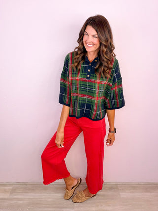 Risen® Tummy Control Slightly Cropped Red Denim