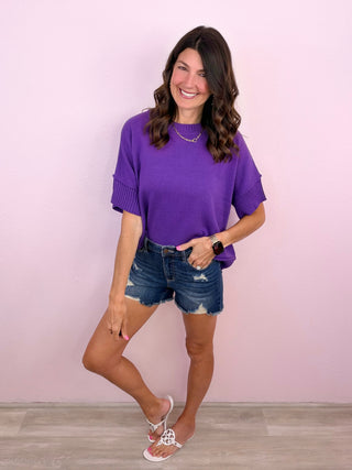 Everyday Essential Knit Top (Purple)