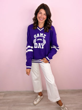 Game Day Varsity Sweater (Purple)