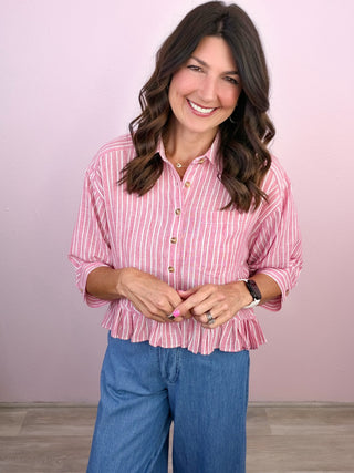 Rosé All Day Ruffle Top (Pink)