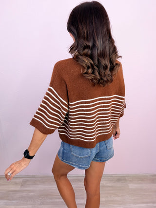 Blaire Striped Sweater Top (Brown)