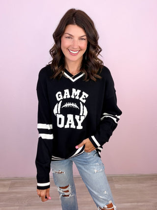 Game Day Varsity Sweater (Black)