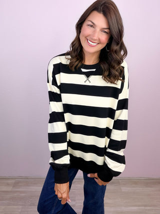 Main Stripe Rugby Style Sweatshirt