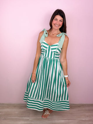 Radiant Rays Midi Dress (Green)