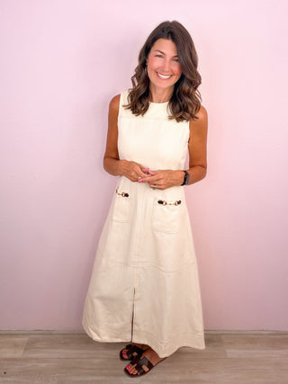 Charming Sophistication Midi Dress (Ecru)