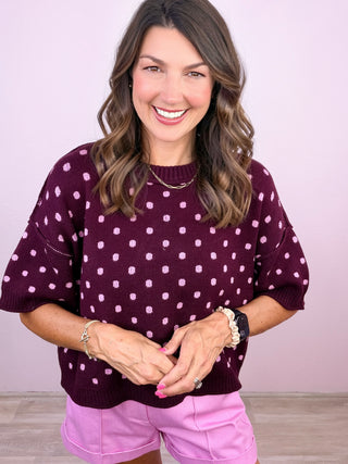 Dot to Dot Sweater (Burgundy)