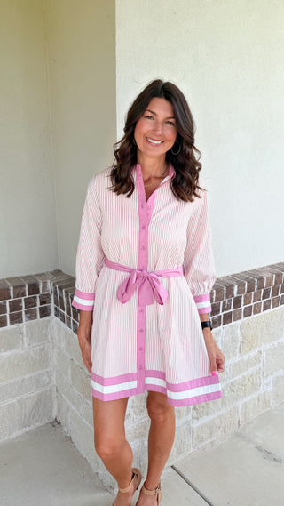 Sweet & Striped Dress (Pink)