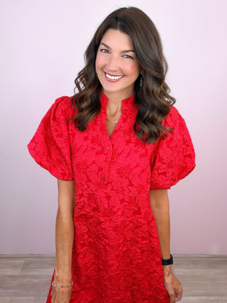 Gracefully Yours Midi Dress (Red)
