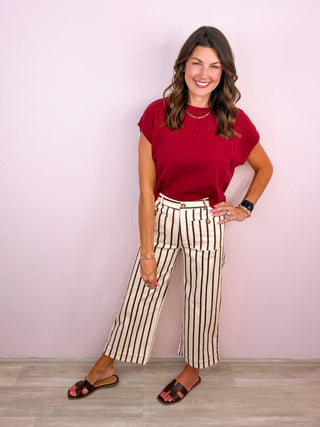 Pinstripe Perfection Pants (Brown)