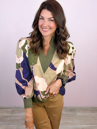 Abstract Affair Top (Olive)