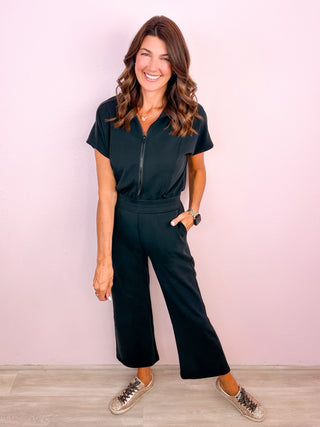 Sophie Chic Short Sleeve Jumpsuit - Black