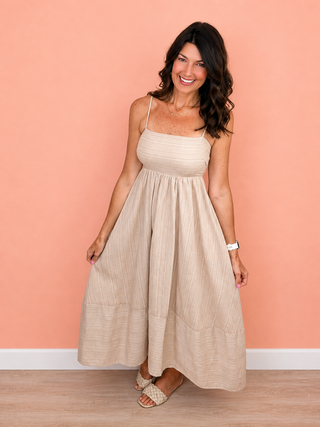 Sweet Simplicity Midi Dress (Sand)