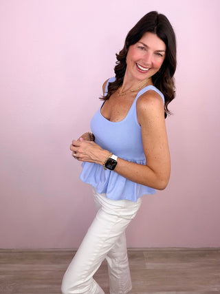 Darling Days Peplum Top (Blue)