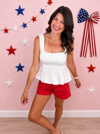 Darling Days Peplum Top (Ivory)