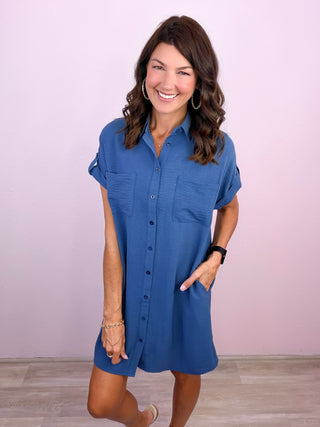 All Agendas Shirt Dress (Denim)