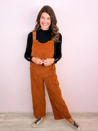 Corduroy Relaxed Overalls - Copper