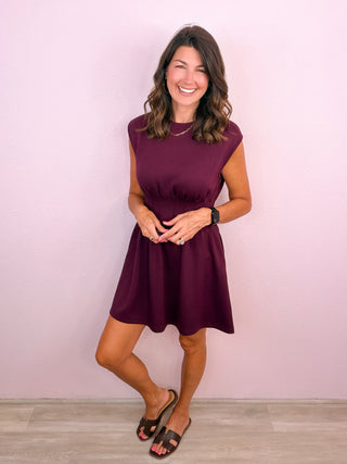 Elevated Throw On Dress (Burgundy)