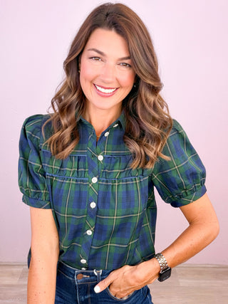 Plaid & Proper Top - Navy