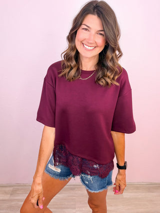 Lace Affair Top (Burgundy)