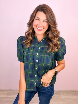 Plaid & Proper Top - Navy