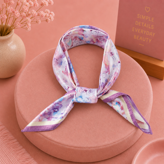 Soft Bloom Silk Scarf (Purple)