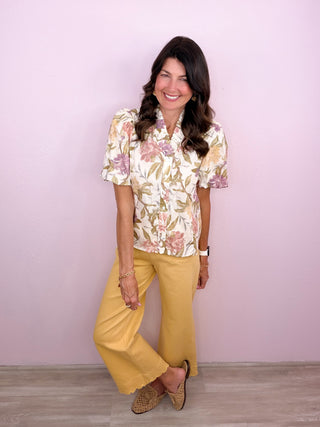 Golden Hour Floral Top (Ecru)