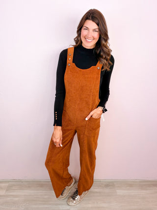 Corduroy Relaxed Overalls - Copper