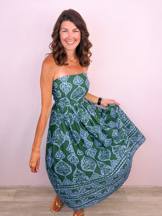Villa Bella Midi Dress (Hunter)