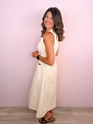 Charming Sophistication Midi Dress (Ecru)